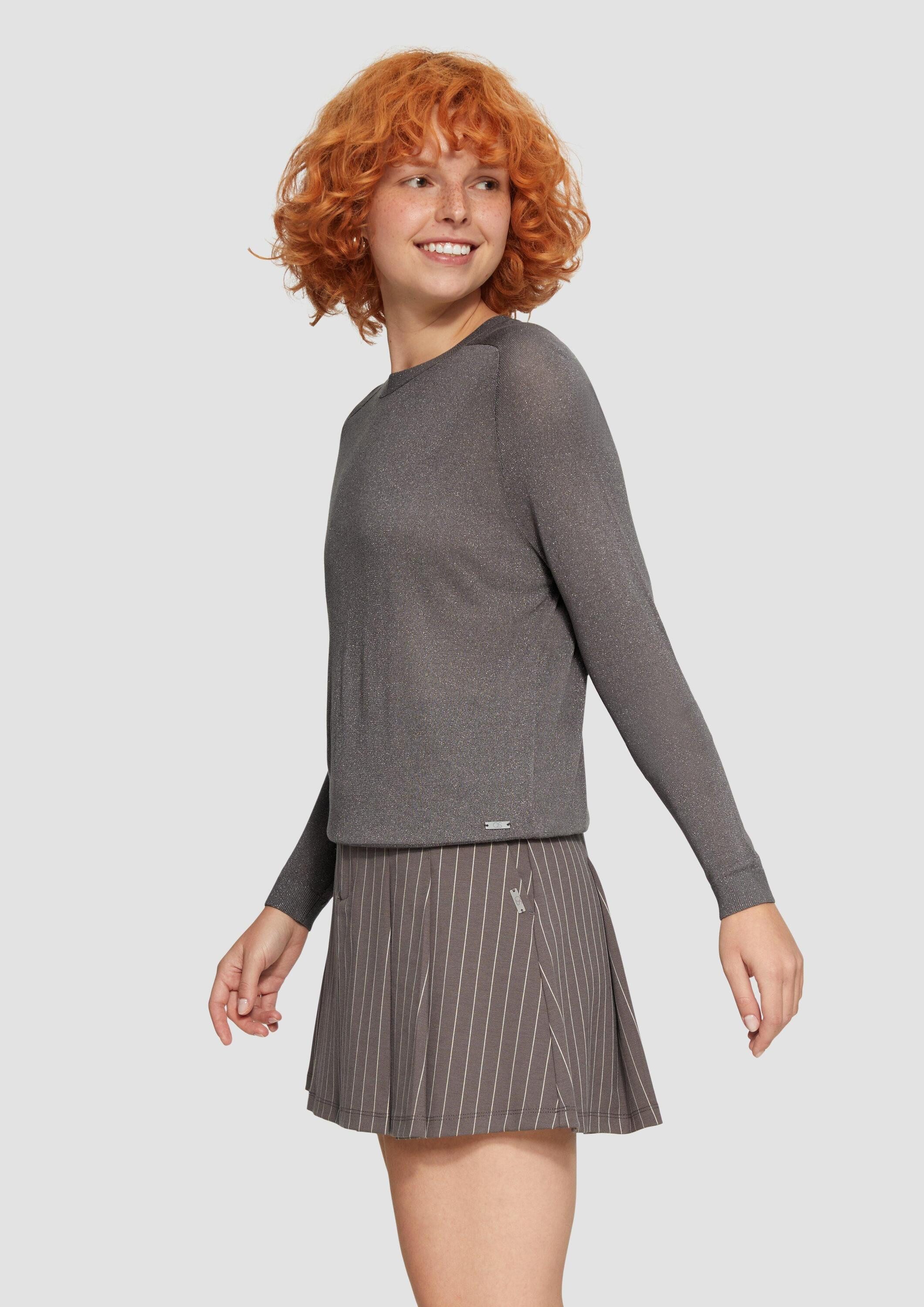 QS Longpullover Strickpullover Feinstrickpullover in Glitzeroptik günstig online kaufen