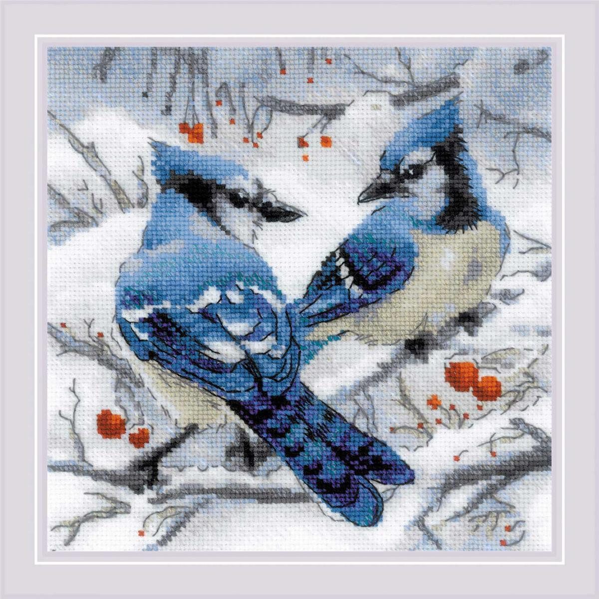 Riolis Kreativset Riolis Kreuzstich Set "Blauhäher" 20x20 cm, Zählmuster, (embroidery kit by Marussia)