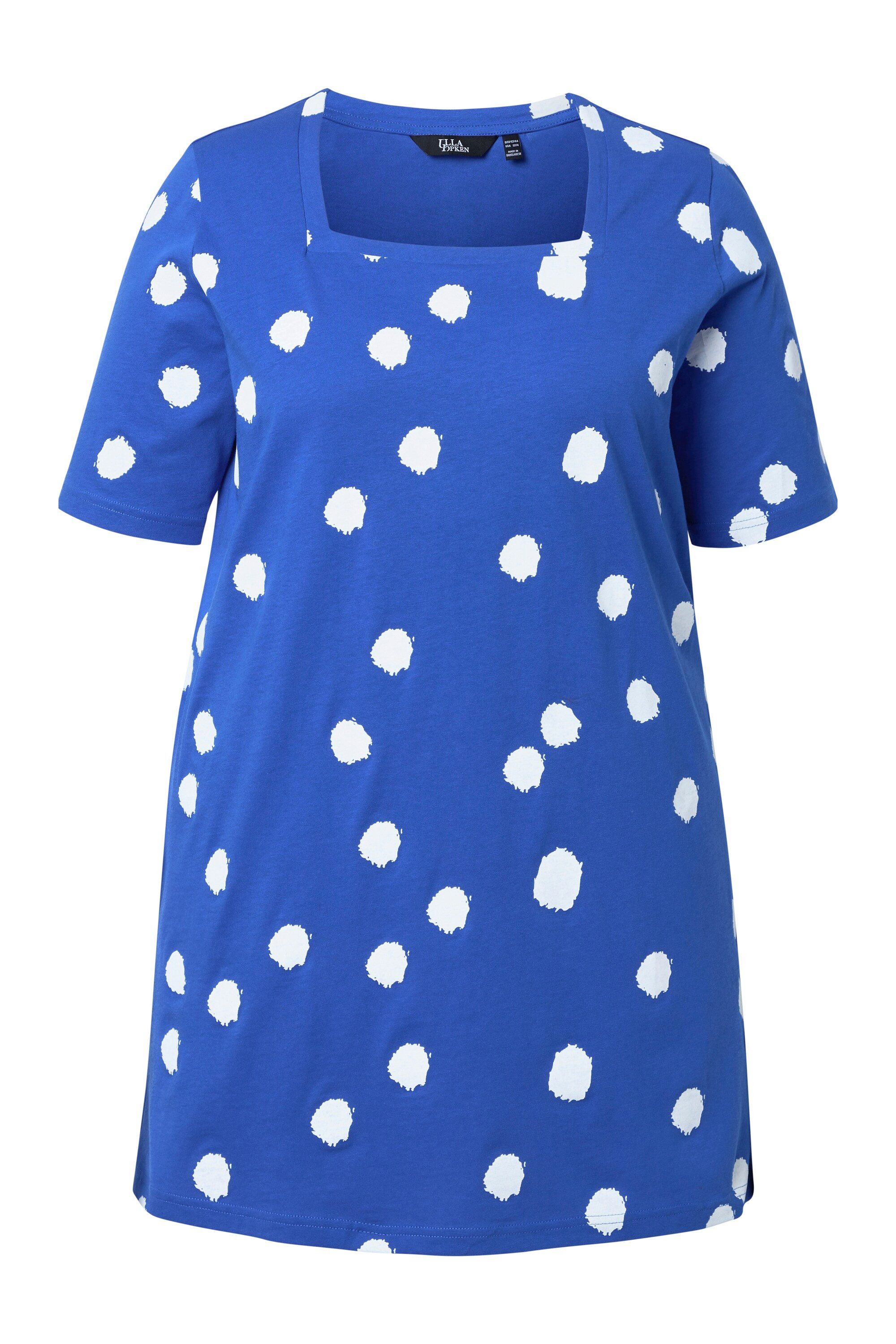 Ulla Popken T-Shirt Longshirt Punkte A-Linie Carré-Ausschnitt günstig online kaufen