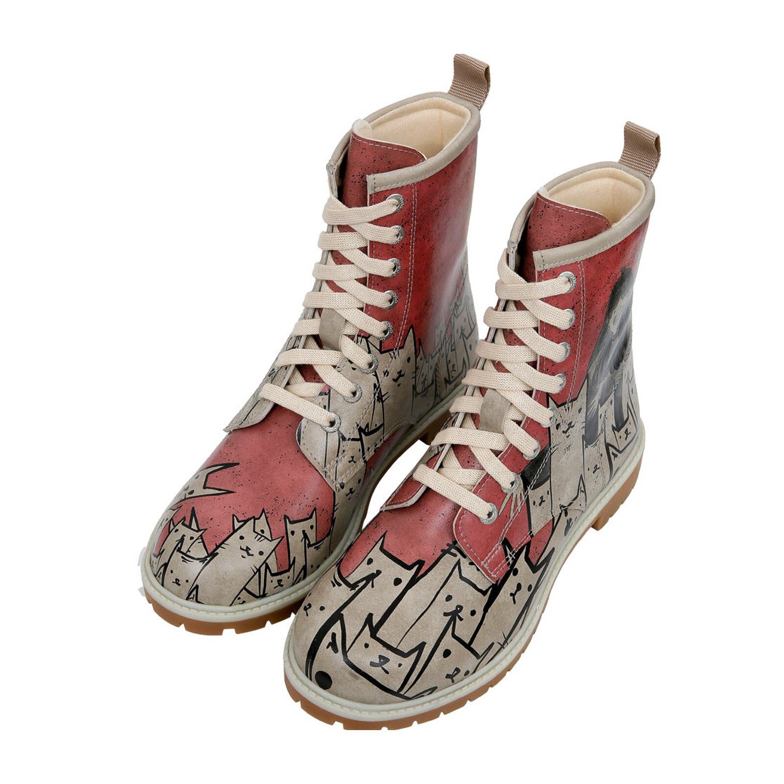 DOGO Long Boots Schnürstiefel Bad Cats Mad Cats Damen Stiefeletten, Schnürboots Handgefertigt