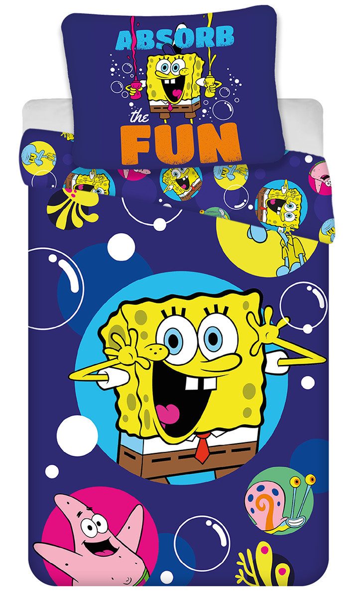 BrandMac Kinderbettwäsche SpongeBob Schwammkopf Babybettwäsche Cartoon 100x135 cm, Renforcé, 2 teilig