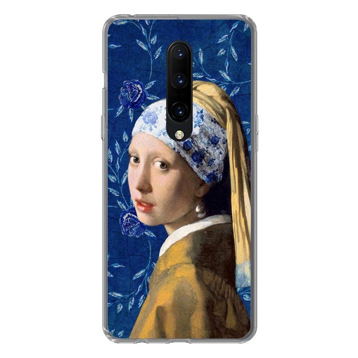 MuchoWow Handyhülle Mädchen mit Perlenohrring - Delfter Porzellan - Vermeer - Blumen - Phone Case Handyhülle OnePlus 7 Pro Silikon Schutzhülle