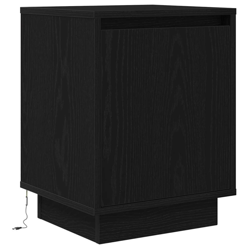 vidaXL Nachttisch Nachttisch mit LED-Leuchten Schwarz 38x34x50 cm (1-St)