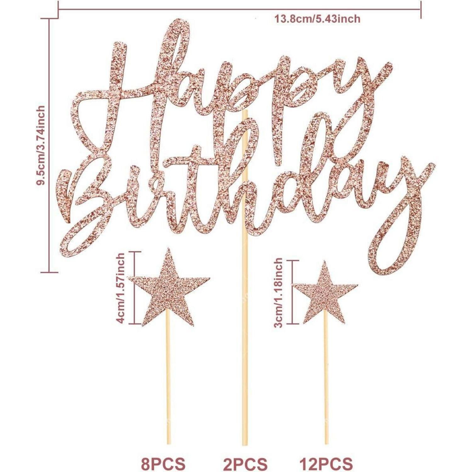 LuxusKollektion Sticker Tortendeko Rosegold Happy Birthday Kuchendeko Sterne Cake Topper