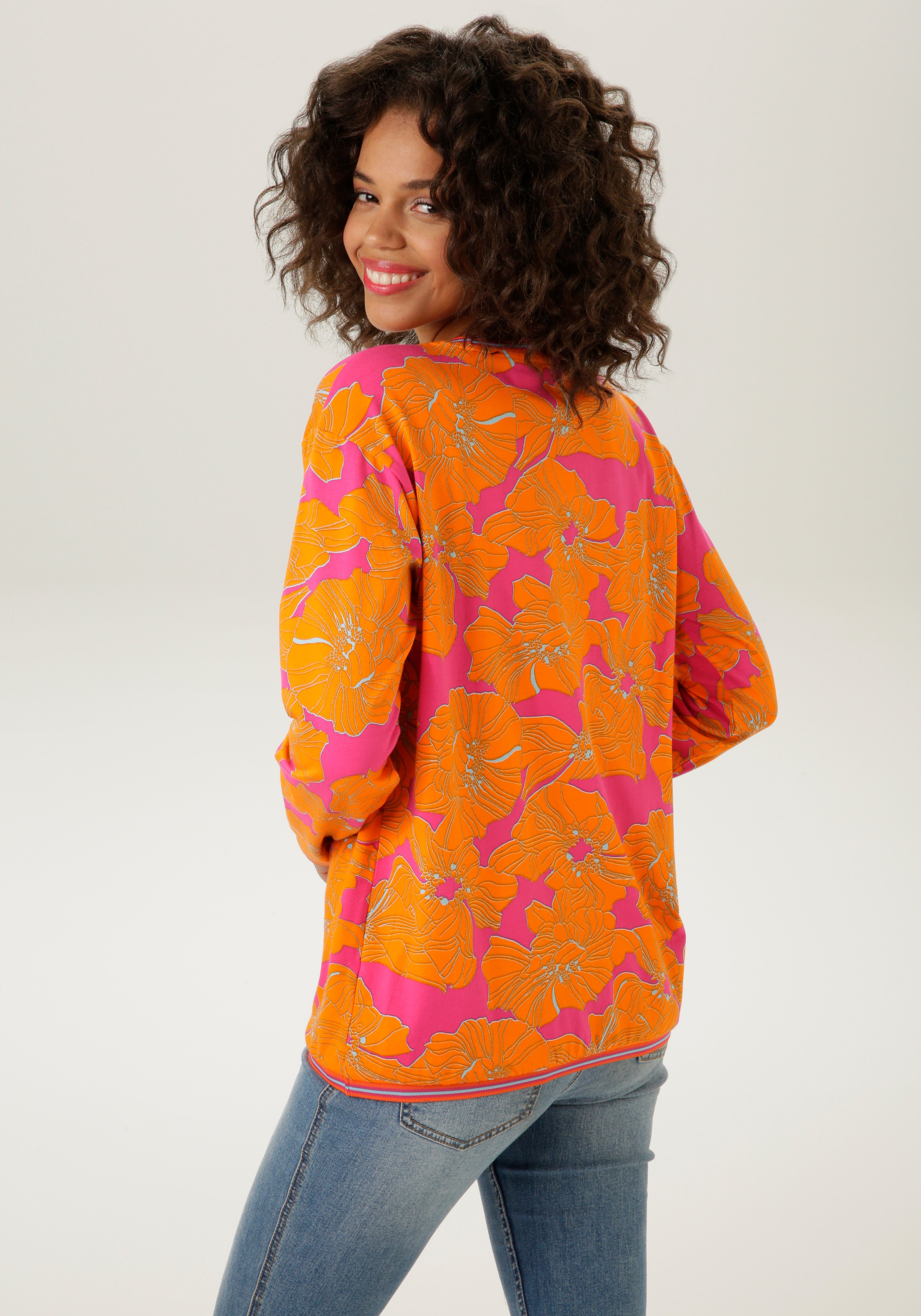 KOLLEKTION - bedruckt Blüten CASUAL NEUE Sweatshirt mit großflächigen Aniston
