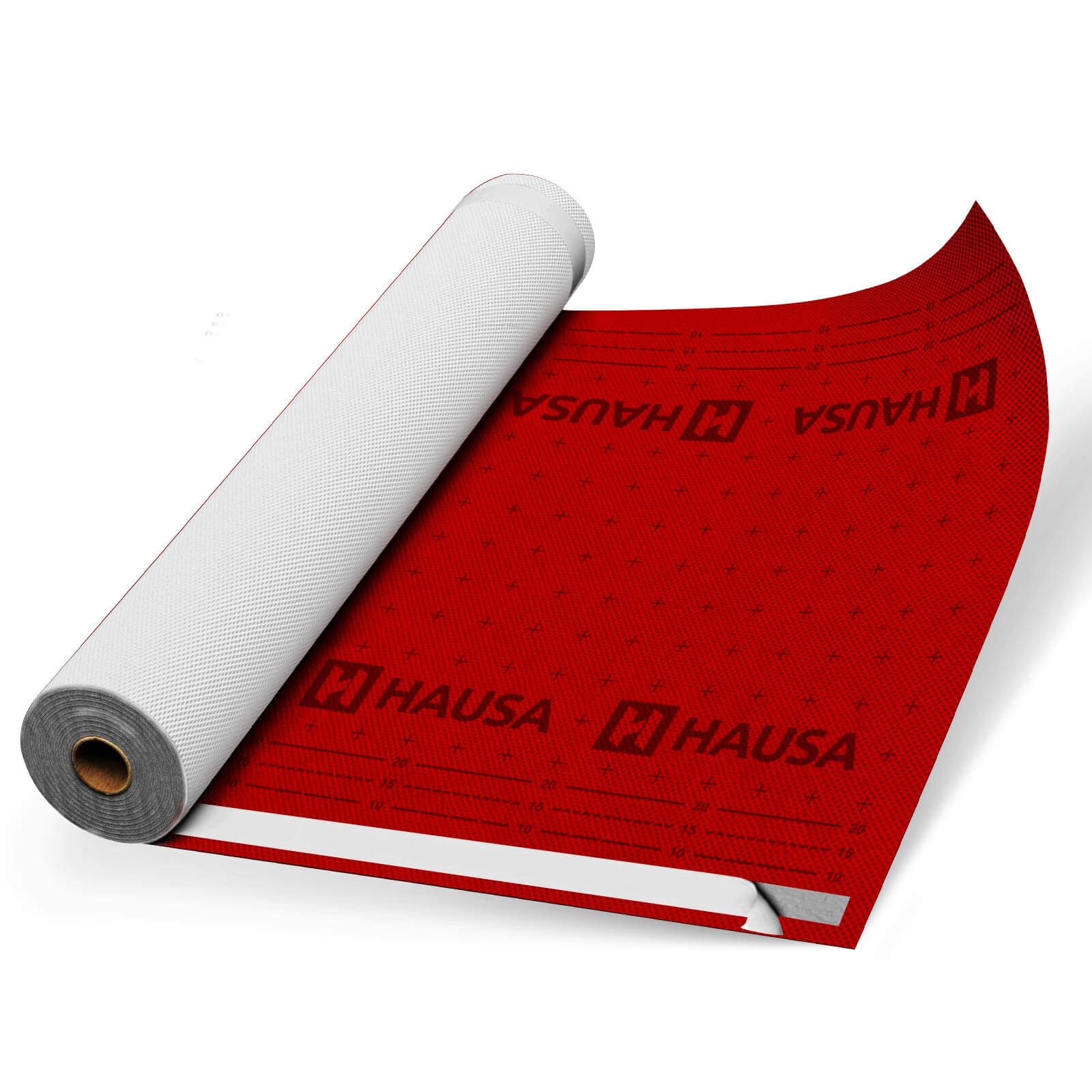 Hausa Dachbahn Unterspannbahn Dach Superior HU180, Mit 2 Selbstklebestreifen, 600 m² pro Paket, (180g/m², 8-St., 8 x 1,5m x 50m), flexible dreilagige hochdiffusionsoffene Unterdeckbahn