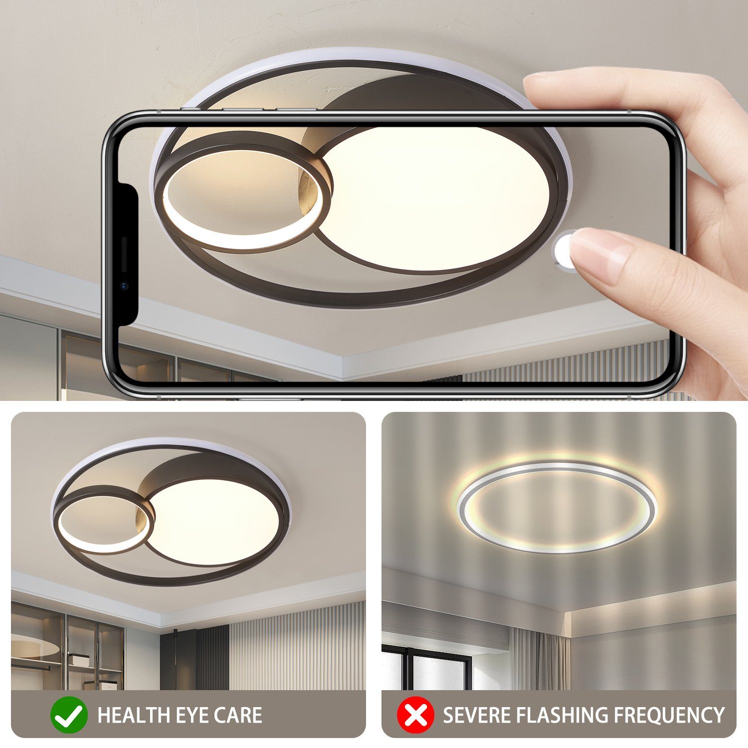 style home LED Deckenleuchte Deckenlampe, dimmbar mit Fernbedienung, LED fest integriert, einstellbar von Warmweiß bis kaltweiß, Lampe für Wohnzimmer Schlafzimmer Büro Küche