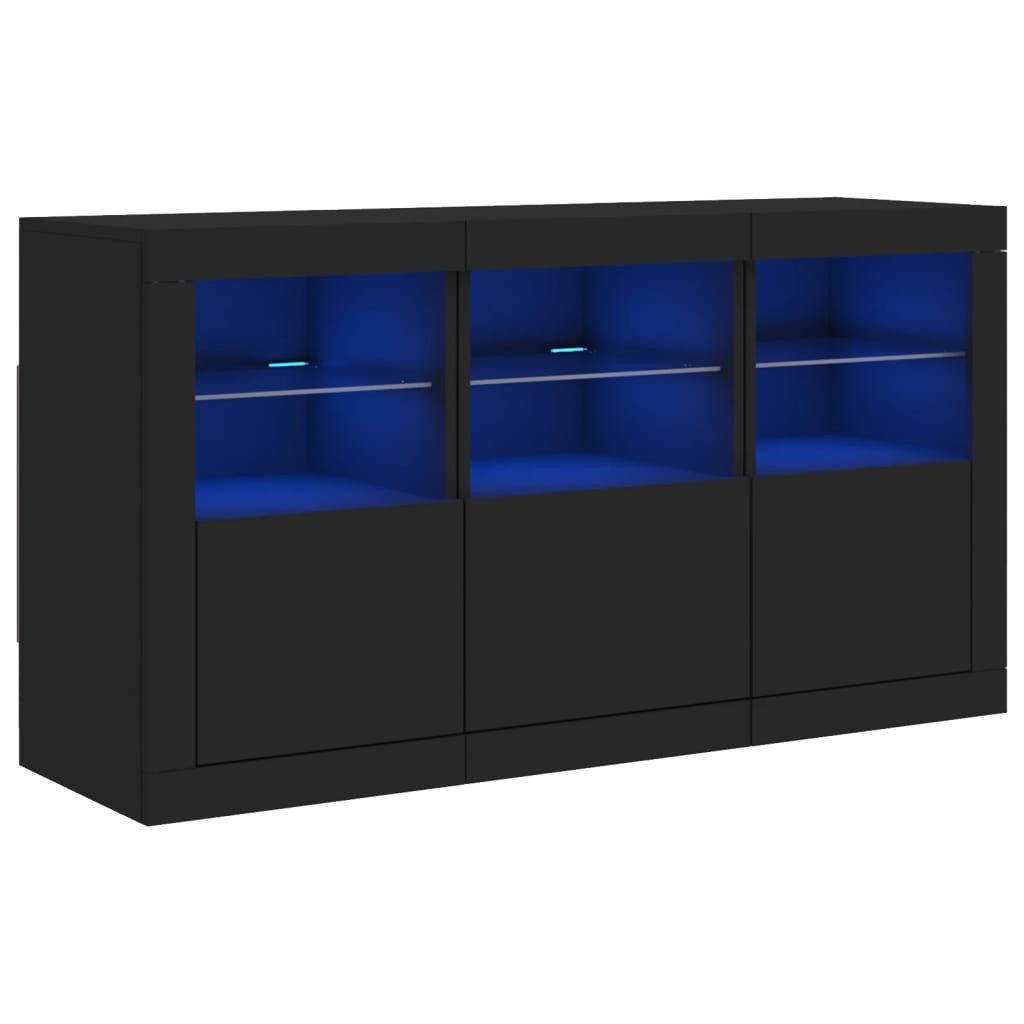 vidaXL Sideboard, Kommode mit LED-Leuchten Schwarz günstig online kaufen