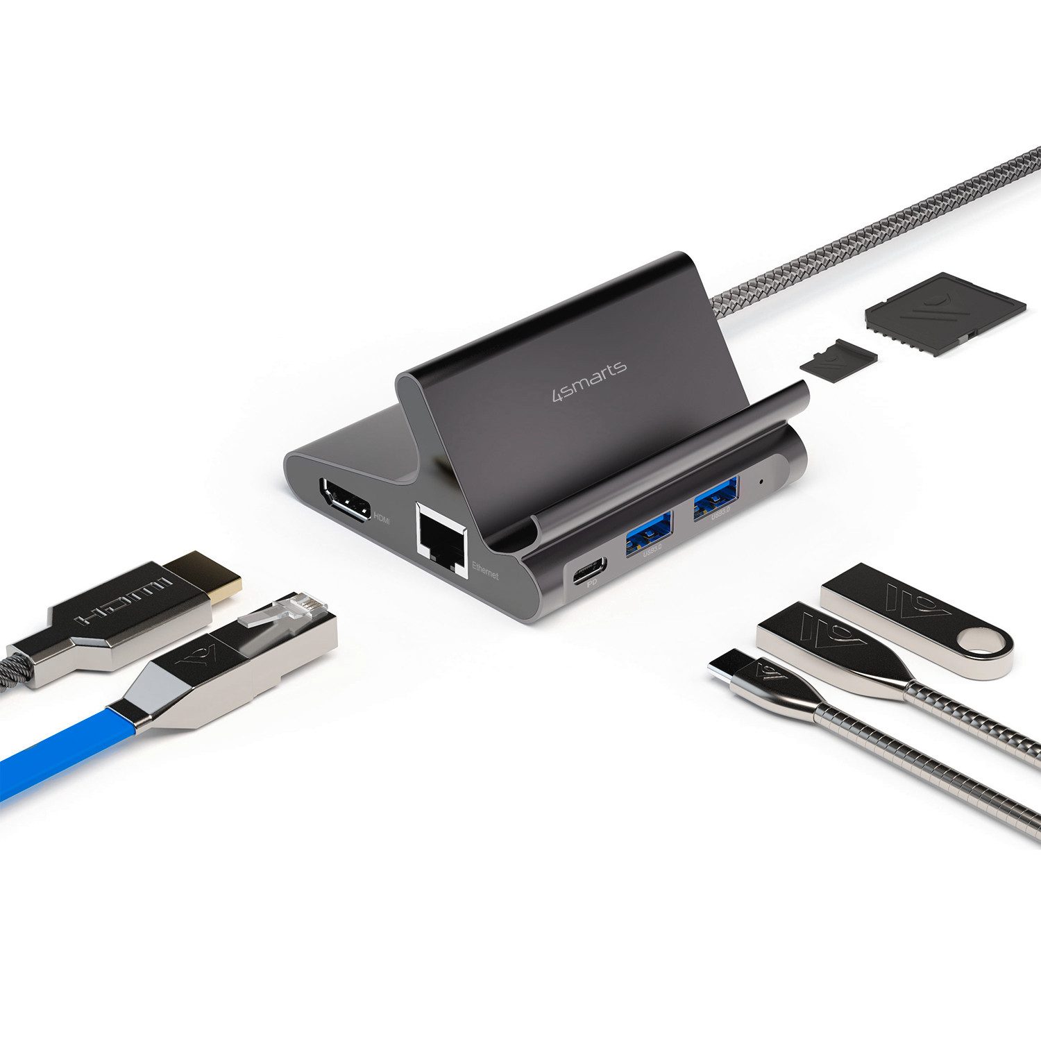 4smarts 7in1 Hub Tablet + Phone Stand USB-Adapter