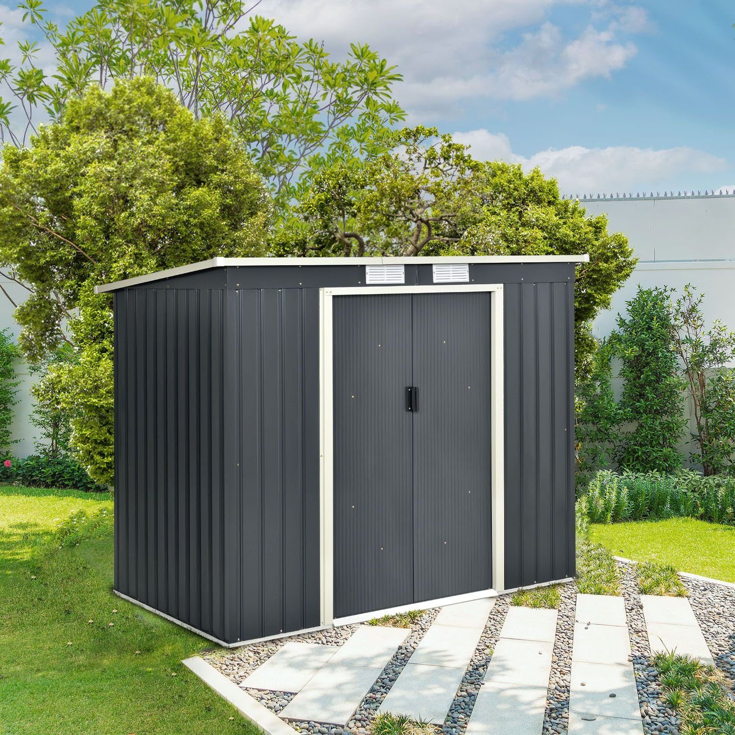 Juskys Gartenhaus M, mit Pultdach, Schiebetür, günstig online kaufen