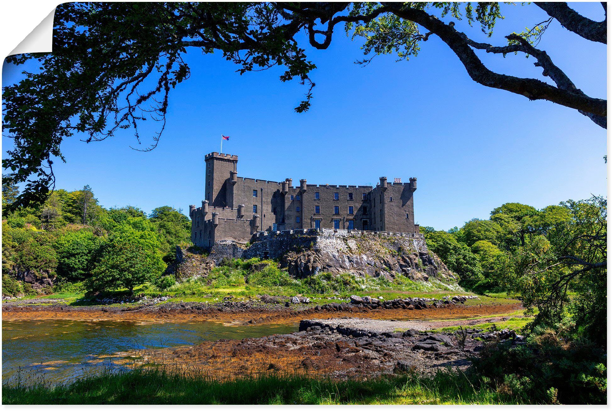 Wandaufkleber (1 Alubild, als Duvegan Loch Castle Schottland, Wandbild Größen oder Poster Leinwandbild, Gebäude in St), Duvegan, Artland versch.