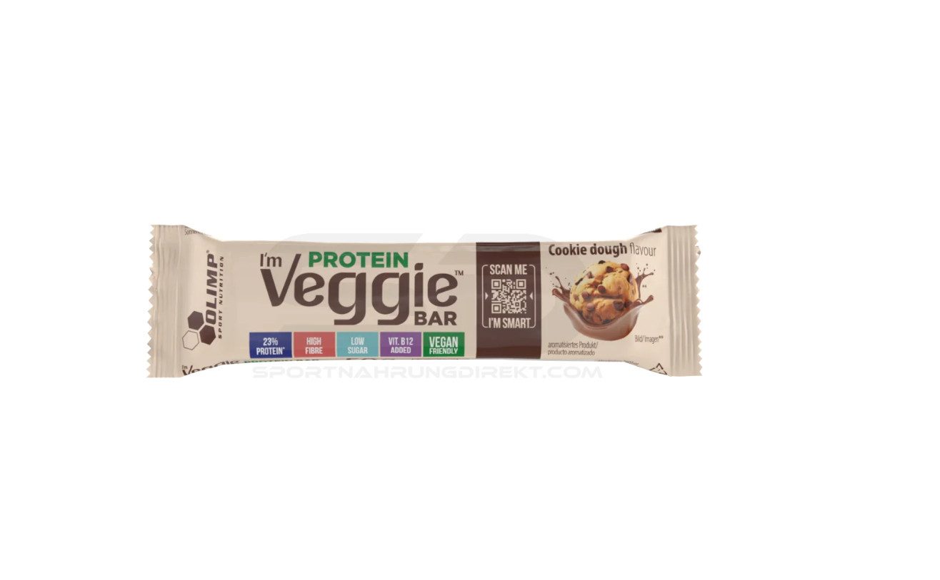 Olimp Sport Nutrition VEGGIE Protein Bar 25 x 50g Box Vegan Proteinriegel Cookie Dough Riegel, 25 er Multipack à 25 St., 1250 g, Vegetarisch, Vegan