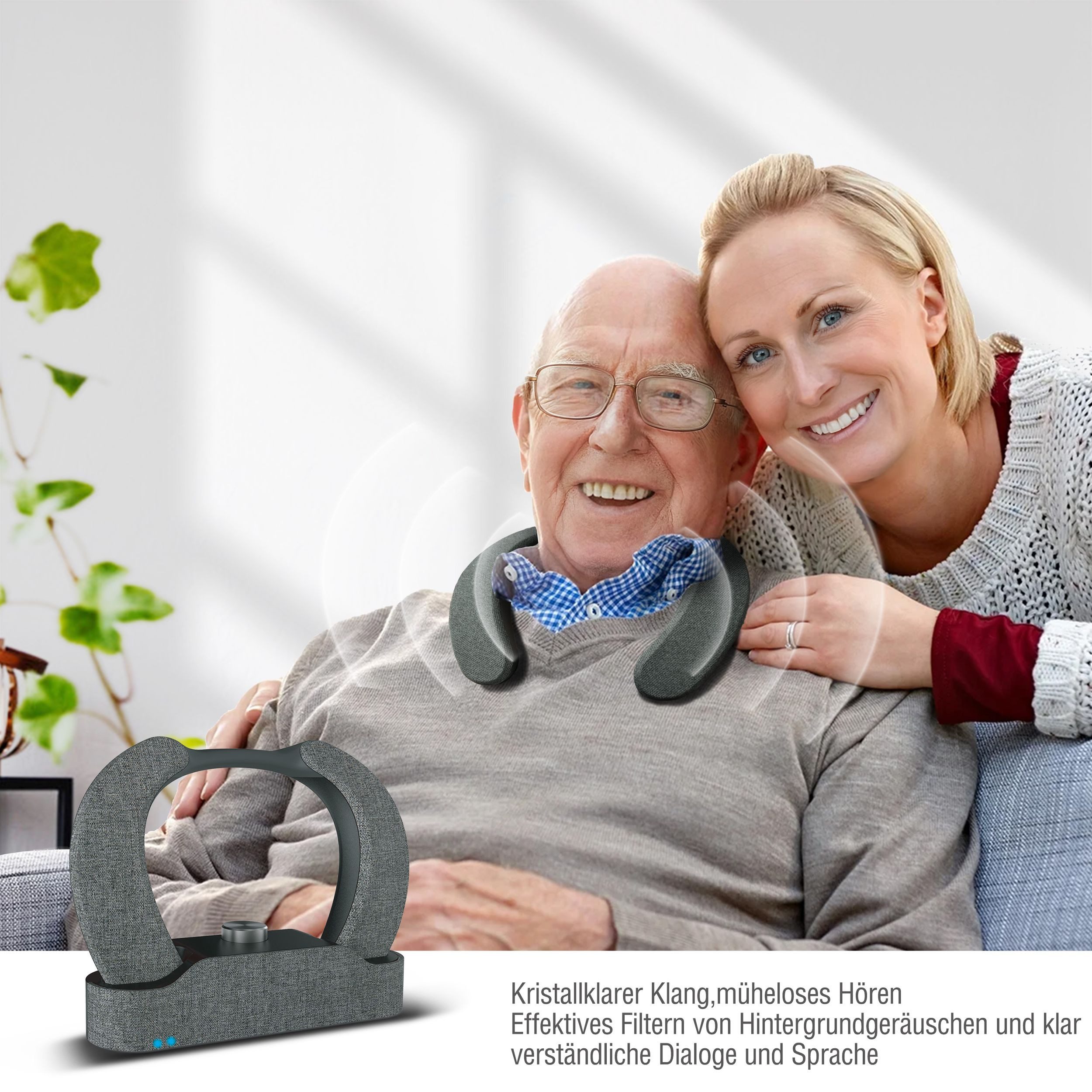 Leicke TV Hörverstärker mit kabellosem Nackenlautsprecher Wireless Lautsprecher