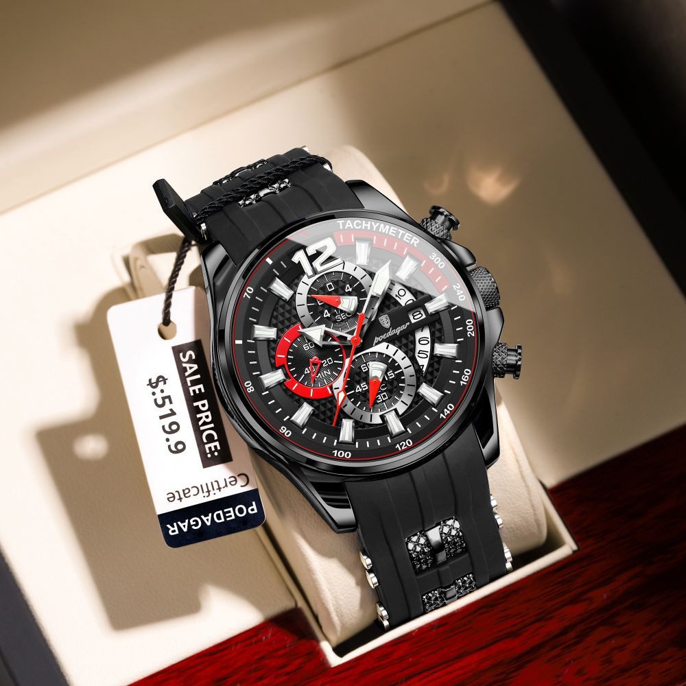 POEDAGAR Quarzuhr POEDAGAR Herren Uhr Chronograph – 898, Sportlich, Silikonband