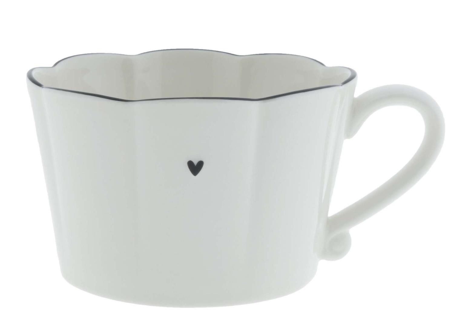 Bastion Collections Tasse Ruffle Heart, Keramik, Spülmaschinengeeignet, Weiß, Herz, H: 7cm