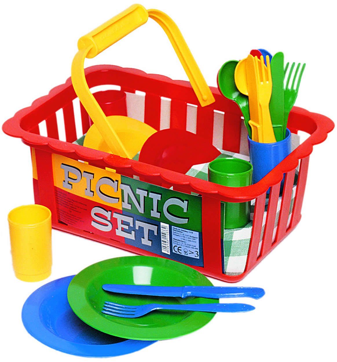 Dohany Spielgeschirr Picknickkorb Spielzeug Set 21-tlg. mit Geschirr, (Set)