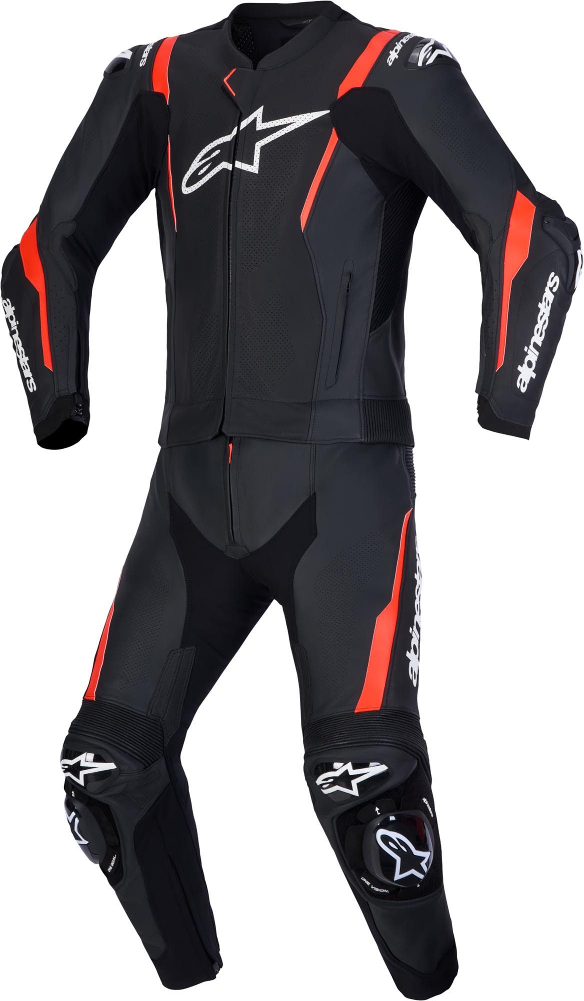 Alpinestars Motorradkombi Missile V3 2-Teiler Motorrad Lederkombi Airbag vorbereitet,Ellenbogenprotektoren enthalten,Hüftprotektore