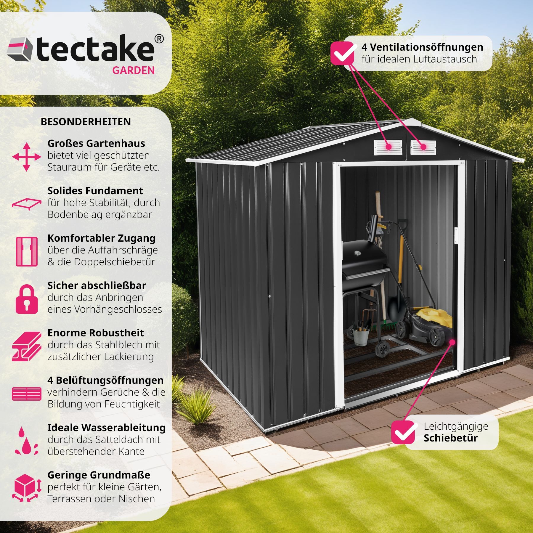tectake Gartenhaus Geräteschuppen mit Satteldach, aus günstig online kaufen