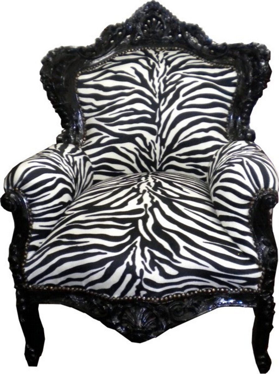 Casa Padrino Sessel Barock Sessel King Zebra / Schwarz 85 x 85 x H. 120 cm - Antik Stil Möbel