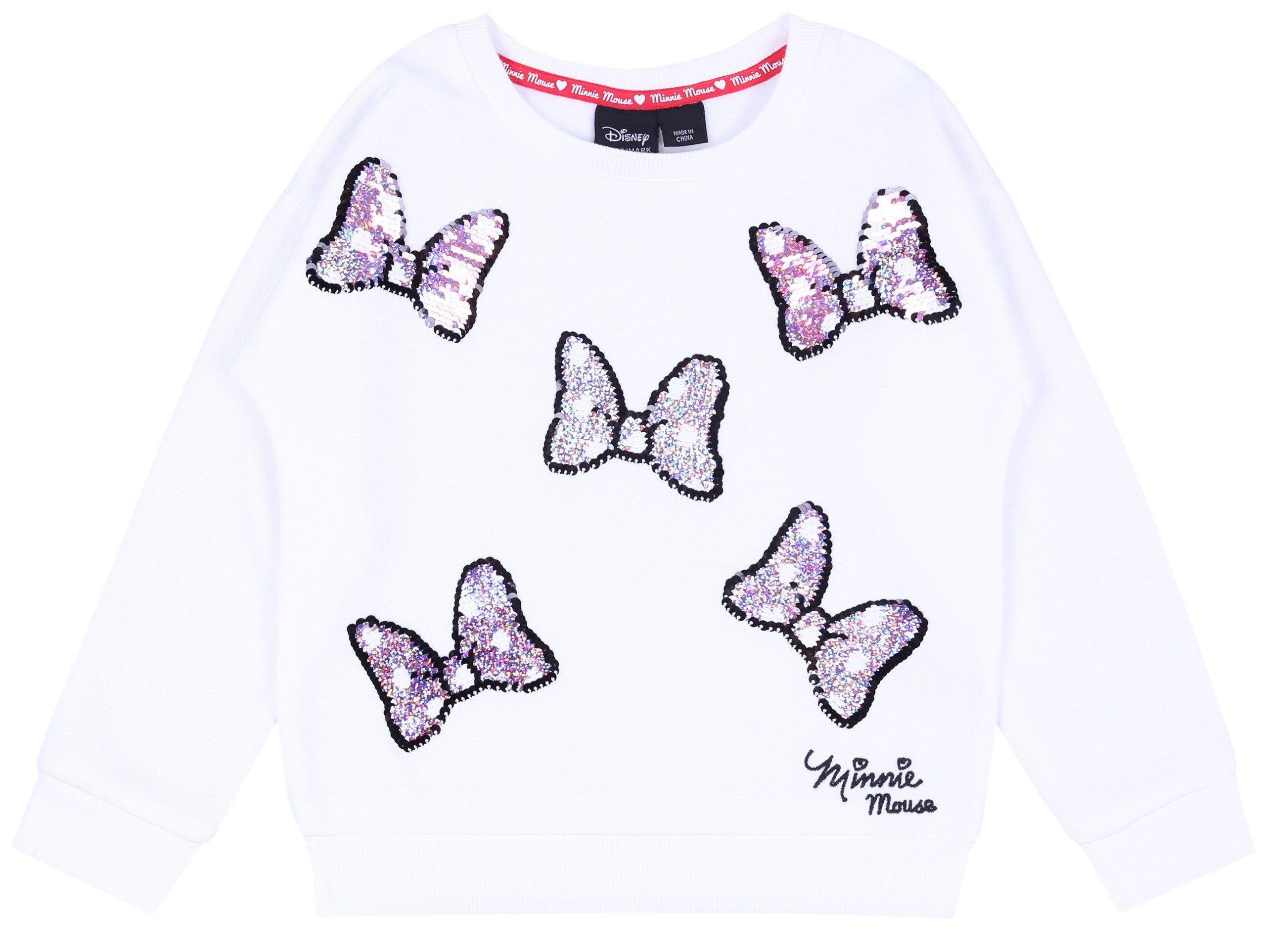Disney Sweatshirt Weißes Minnie Mouse Sweatshirt DISNEY mit Schleifen 4-5 Jahre
