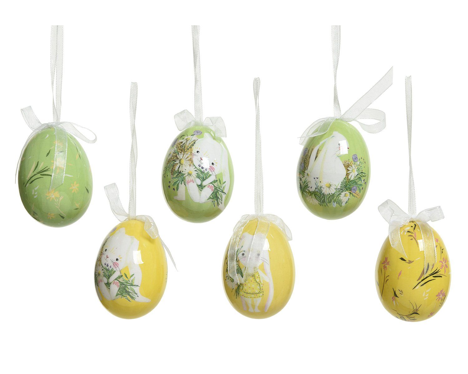 Decoris season decorations Osterei, Ostereier zum Aufhängen mit Hasen und Blumen Motiv 5cm Mix 8 Stück
