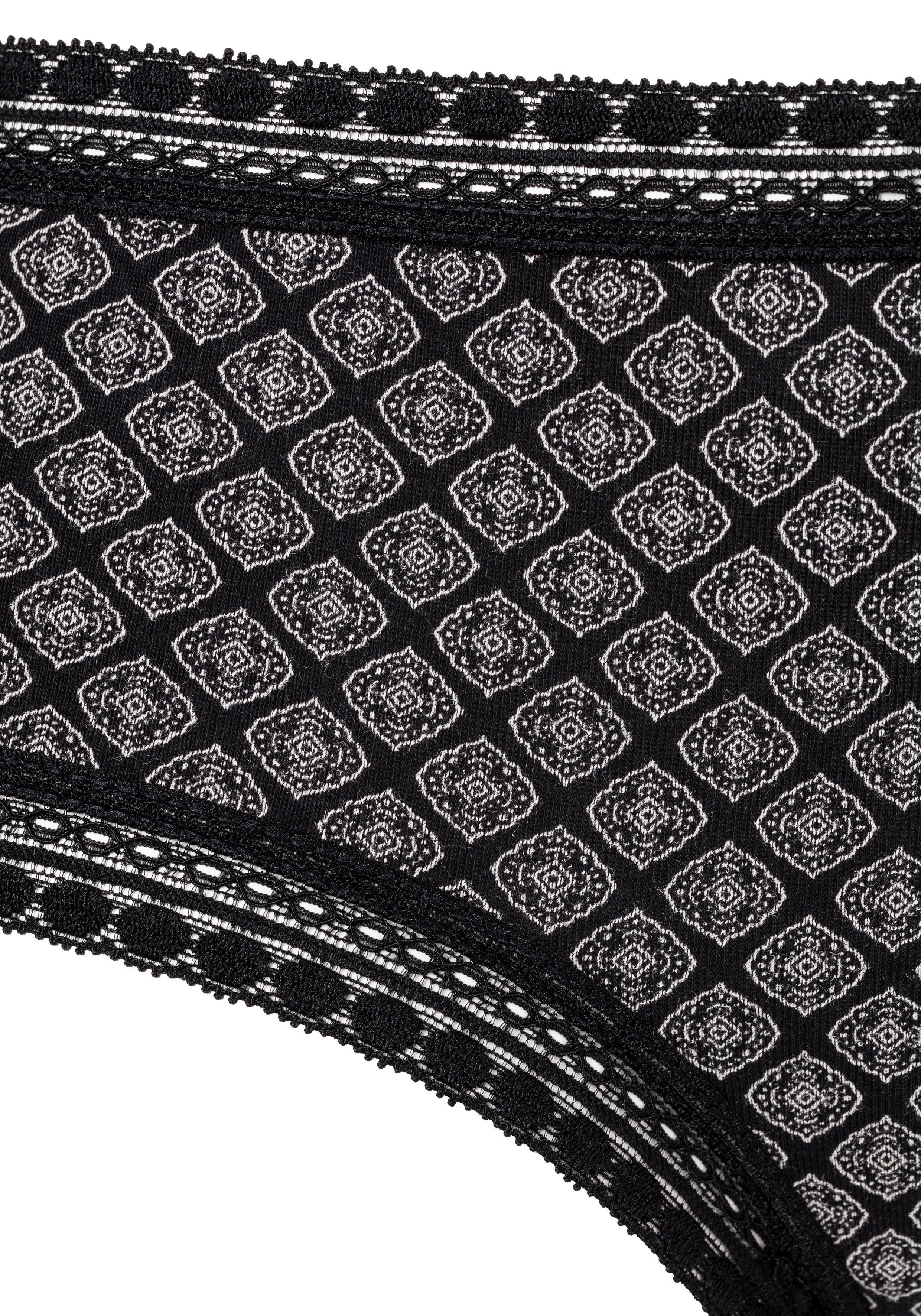 weicher LASCANA mit schwarz Panty (Packung, Baumwolle aus 3-St) Spitze elastischer