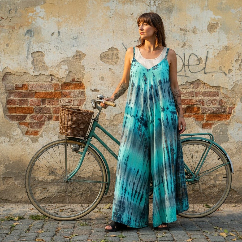Guru-Shop Relaxhose Batik Jumpsuit, Sommer Overall, Hosenkleid -.. alternative Bekleidung