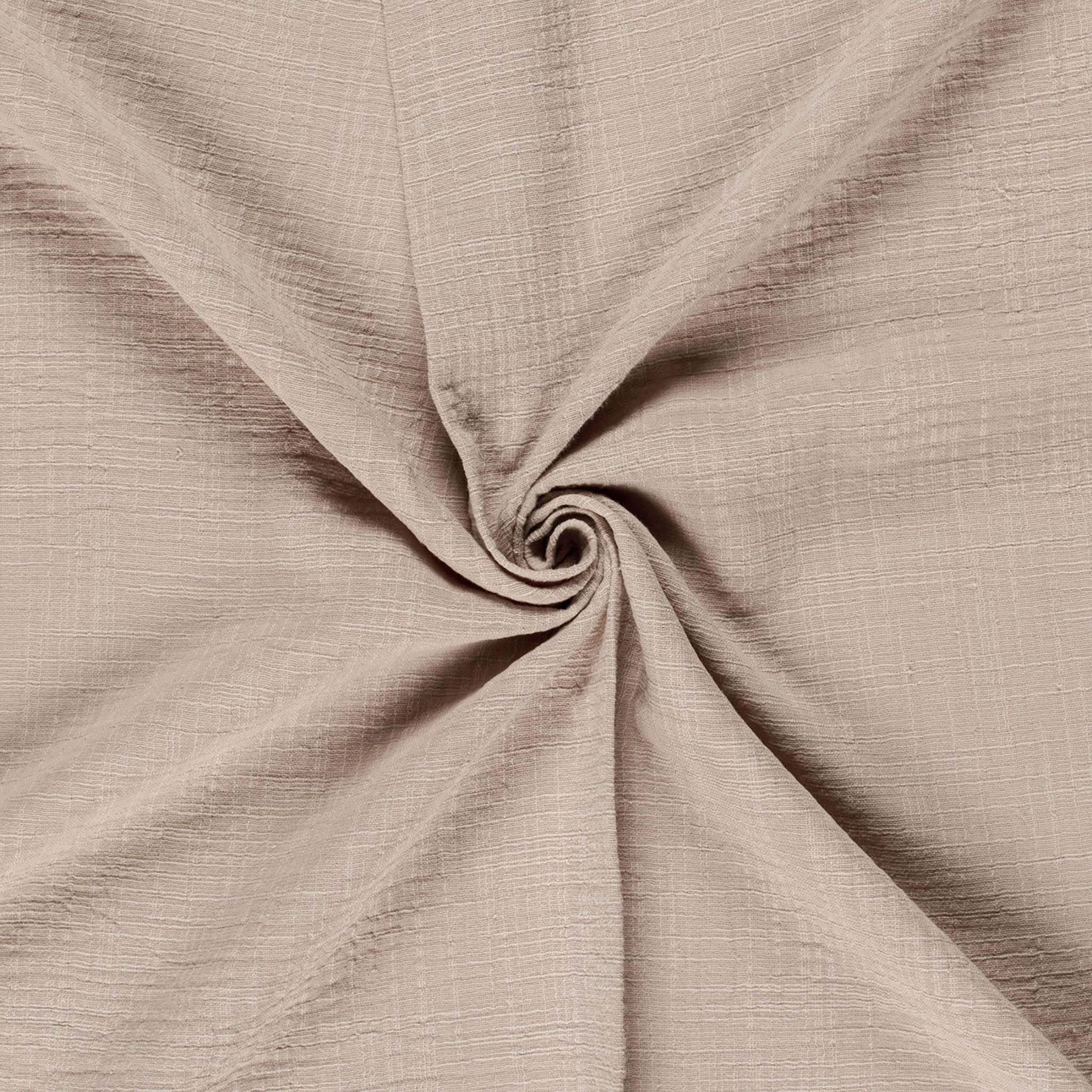 maDDma Stoff Musselin Slub Double Gauze ab 1m x 1,30m unifarben Baumwollstoff, beige
