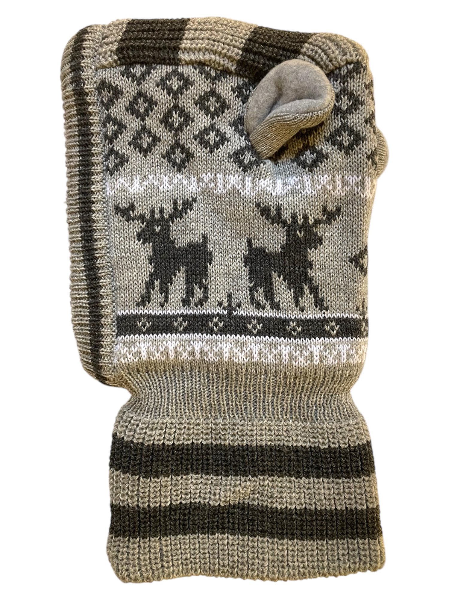 Taschen4life Schlupfmütze Mütze mit Ohren Norwegermuster für Jungen & Mädchen, weich gefüttert, glatt gestrickt