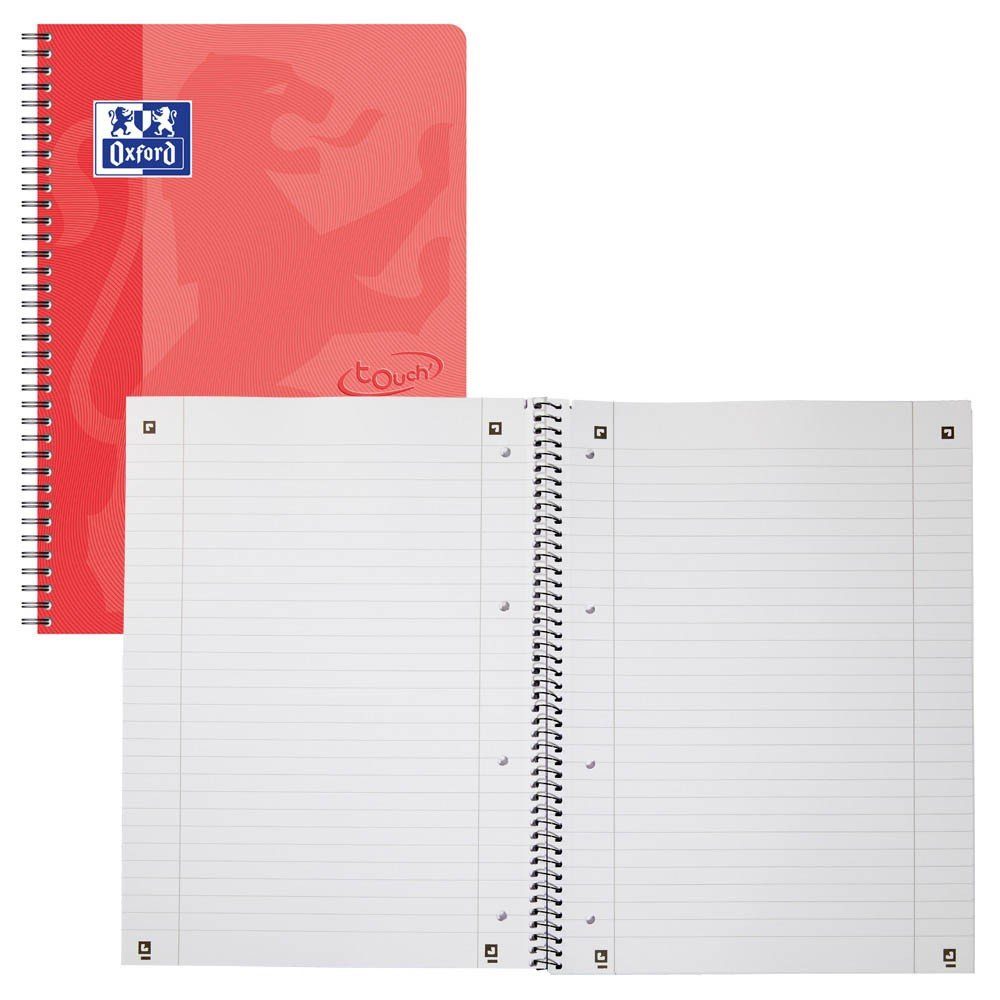 OXFORD Collegeblock 1 Collegeblock koralle TOUCH Lin. 27 (liniert) mit Spiralbindung A4+
