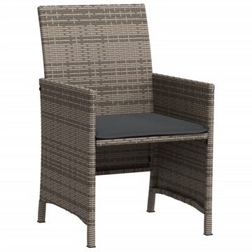 vidaXL Gartenlounge-Set 3-tlg. Bistro-Set mit Kissen Grau Poly Rattan