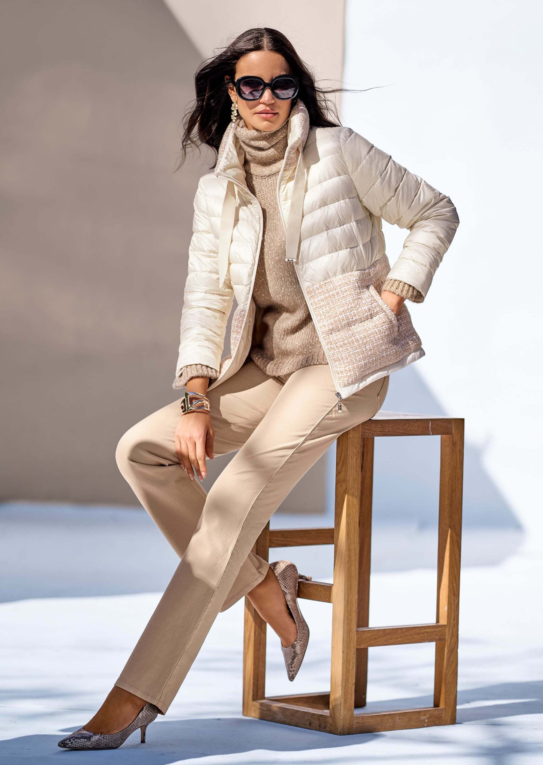 MADELEINE Steppjacke Steppjacke mit Bouclé-Partien