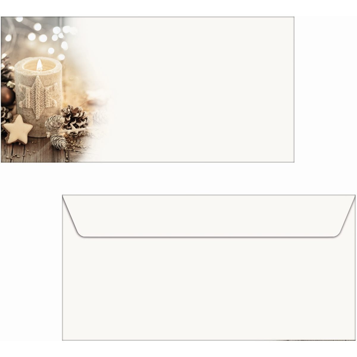 Sigel Briefumschlag Weihnachtsumschlag DIN lang 90g 25 Stück Beige Christmas Candle