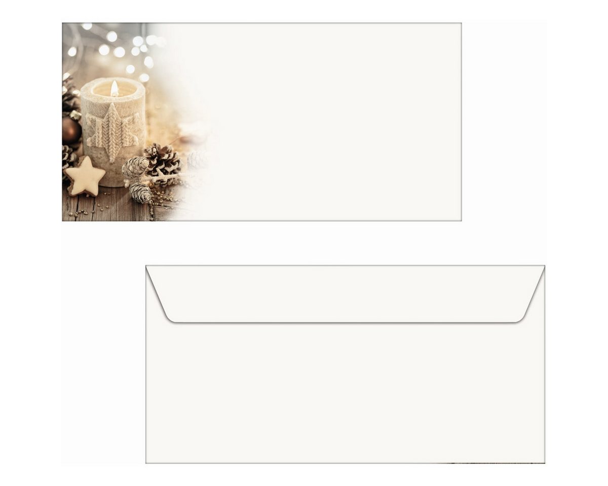 Thumbnail - Sigel Briefumschlag Weihnachtsumschlag DIN lang 90g 25 Stück Beige Christmas Candle.