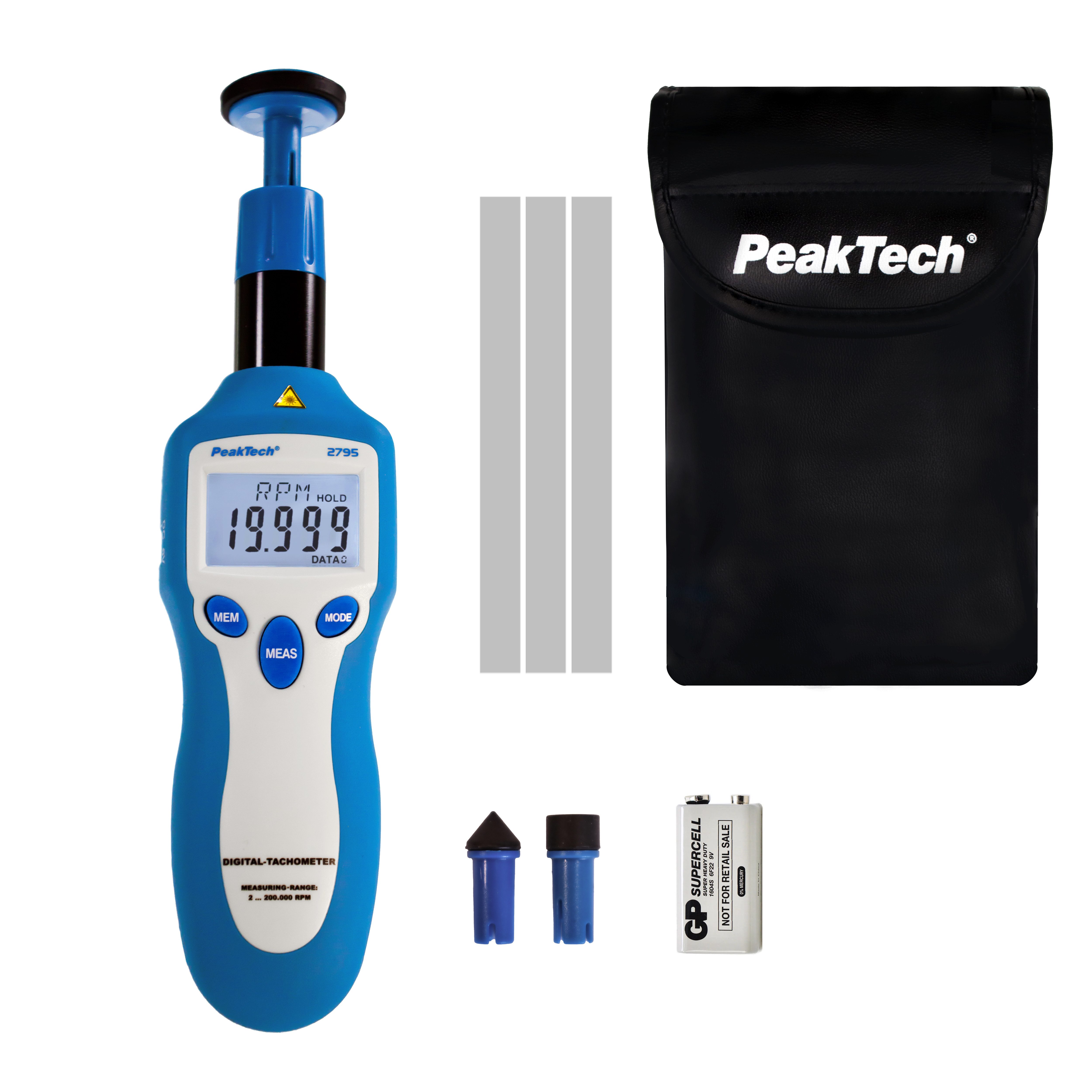 Drehzahlanzeige PeakTech P 2795: Drehzahlmessgerät ~ 200.000 Counts