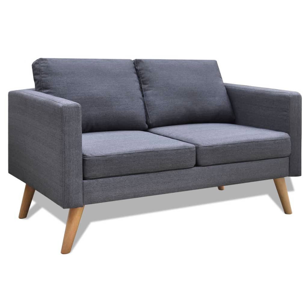 furnicato 2-Sitzer Sofa Stoff Dunkelgrau