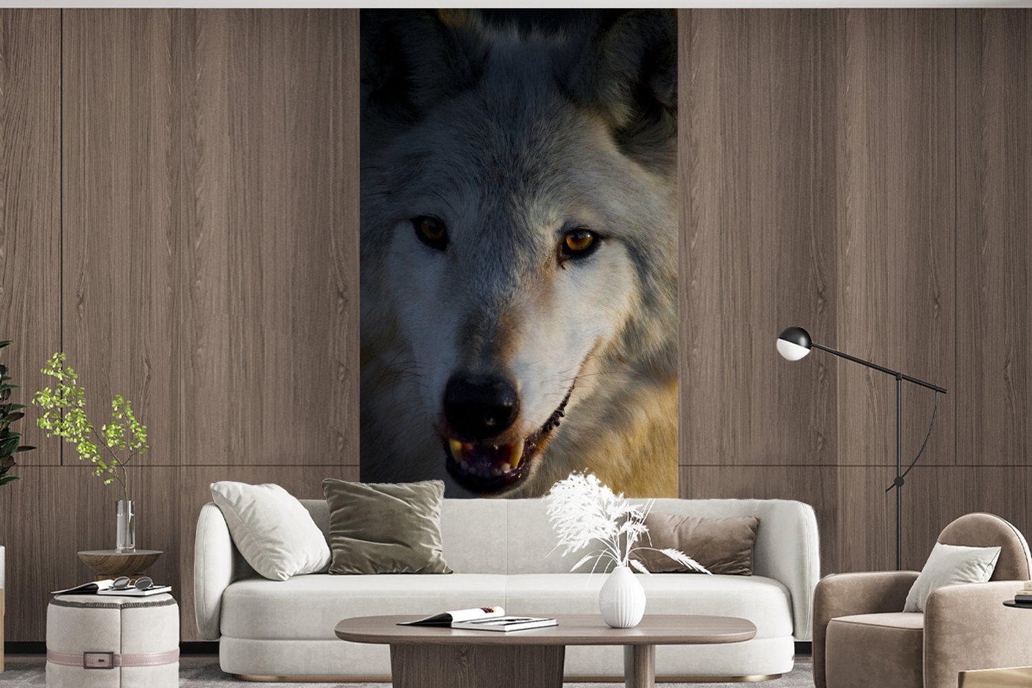 St), für Küche, Wohnzimmer Fototapete MuchoWow Matt, (2 arktischen Vliestapete bedruckt, eines Fototapete Wolfs, Schlafzimmer Nahaufnahme