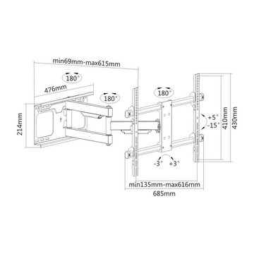 PureMounts PureMounts PM-FM50-600 - Neigbare und schwenkbare TV / Monitor Wandhal TV-Wandhalterung