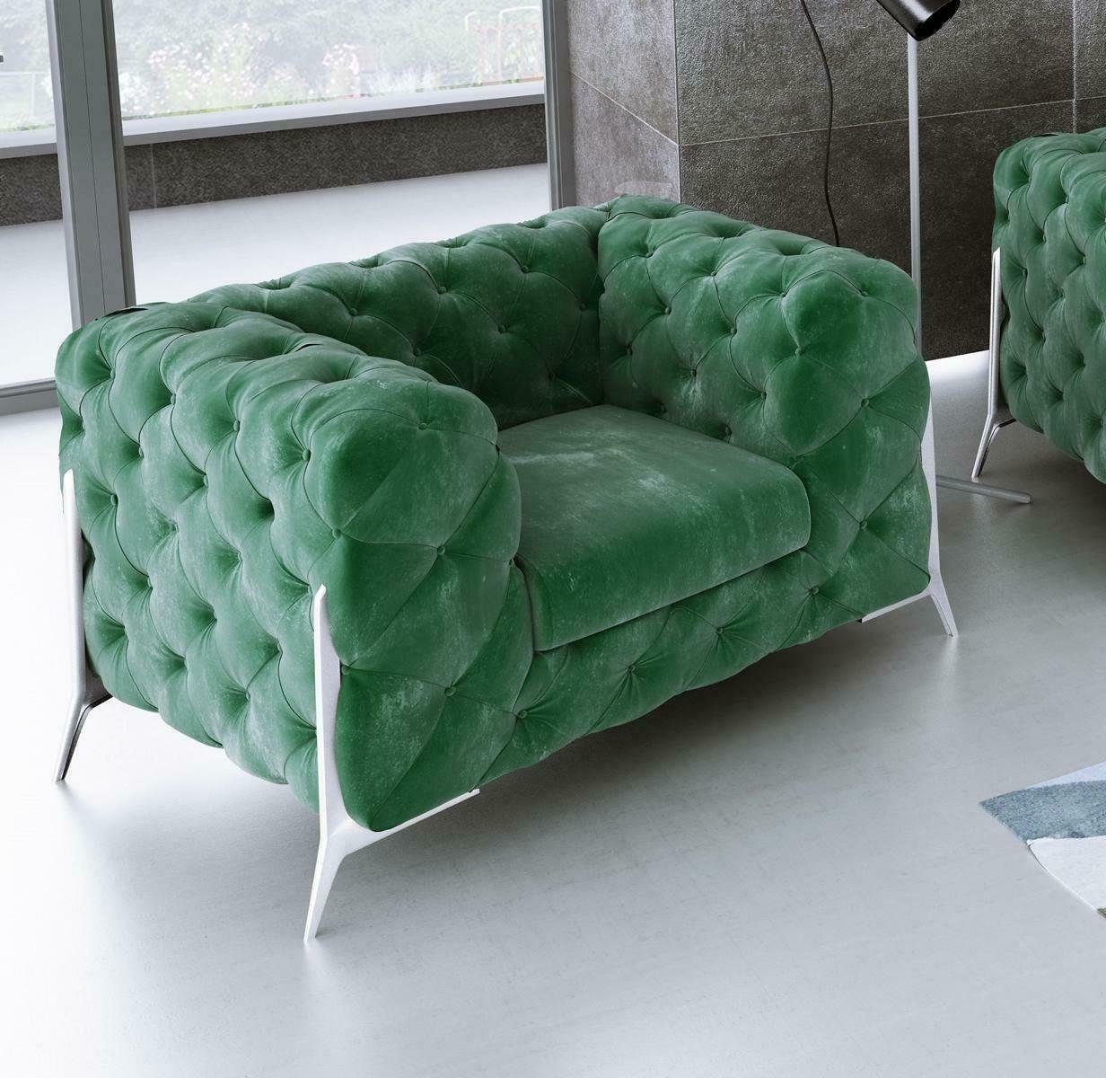 JVmoebel Sofa Lounge Luxus Polster Sitzer Sessel Design Chesterfield, Made in Europe Grün