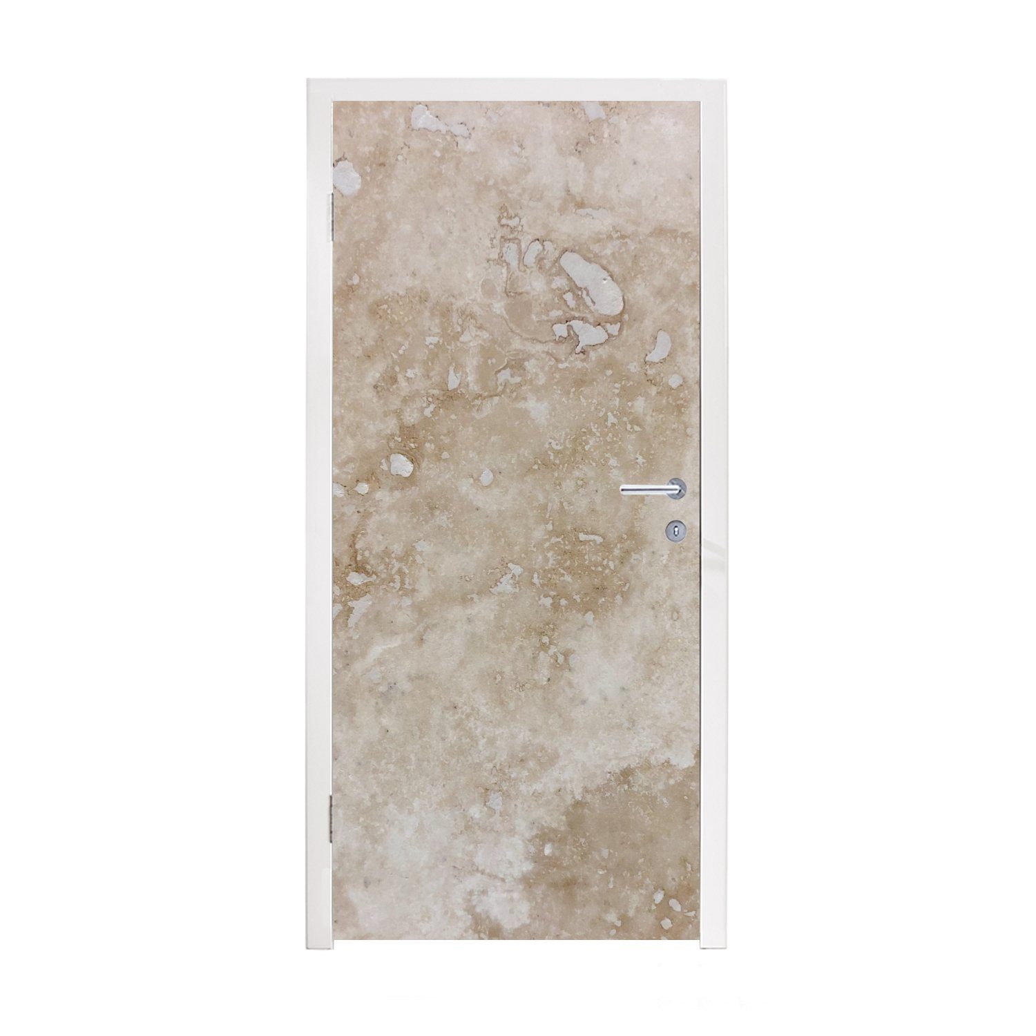 MuchoWow Türtapete Marmor mit Beige 75x205 Matt, Weiß, Türaufkleber, cm Fototapete für und bedruckt, (1 Tür, St)