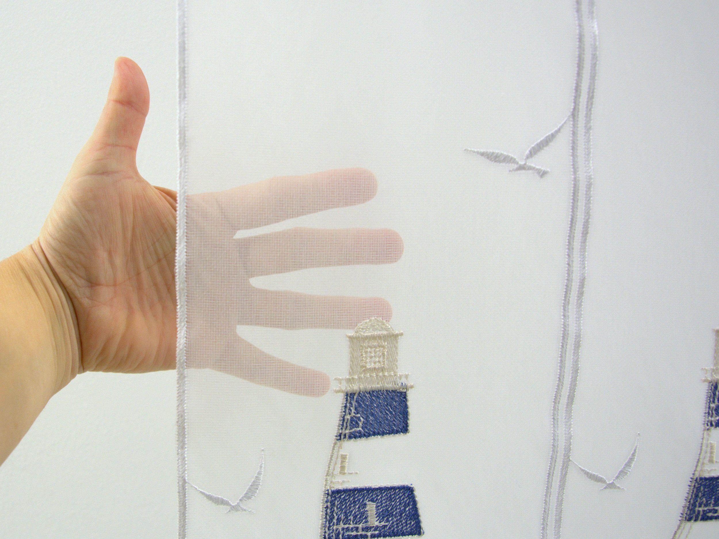 Scheibengardine Scheibengardine Höhe, Leuchtturm bestickt transparent Clever-Kauf-24