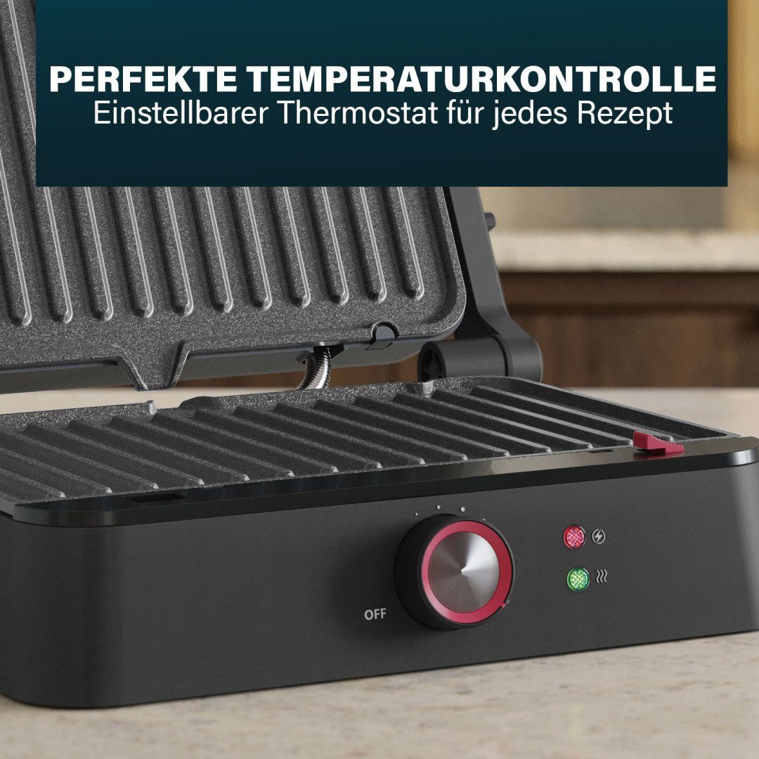 PRINCESS Kontaktgrill Princess 117502 Kontaktgrill – Abnehmbare Platten – 180° Öffnung, 1800 W, Platten abnehmbar, Öffnung 180°