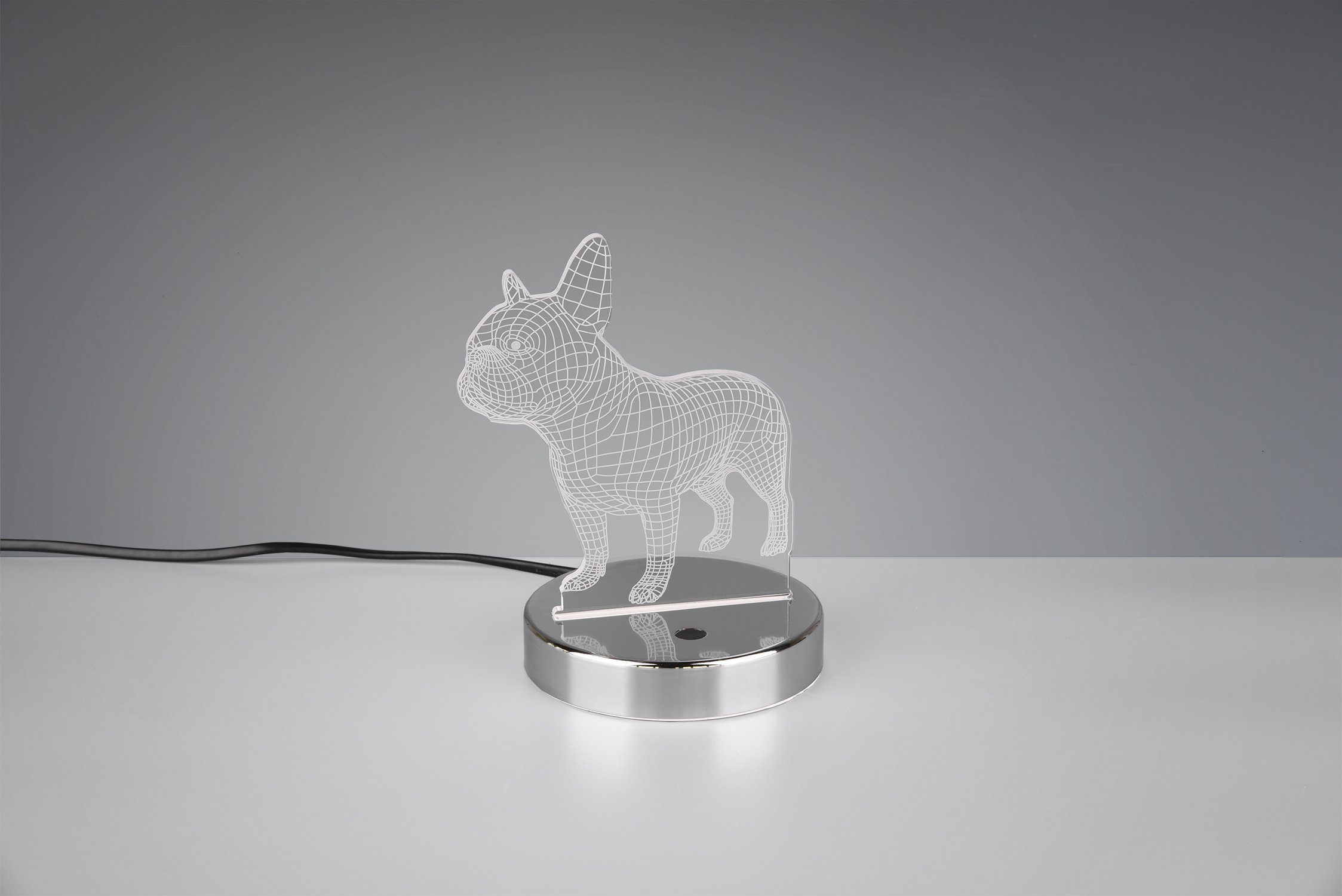 TRIO Leuchten LED Tischleuchte Dog, Hunde-Design Touchschalter LED Tischlampe und 3D-Optik, integriert, Warmweiß, im Farbwechsel fest per Farbwechsel