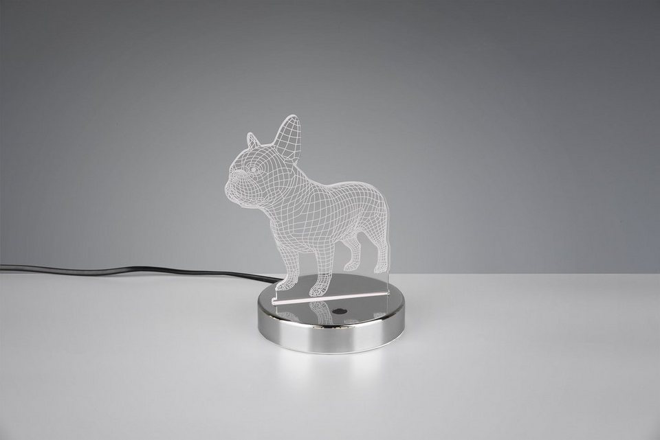 TRIO Leuchten LED Tischleuchte Dog, Farbwechsel, LED fest integriert,  Warmweiß, Tischlampe im Hunde-Design und 3D-Optik, Farbwechsel per  Touchschalter
