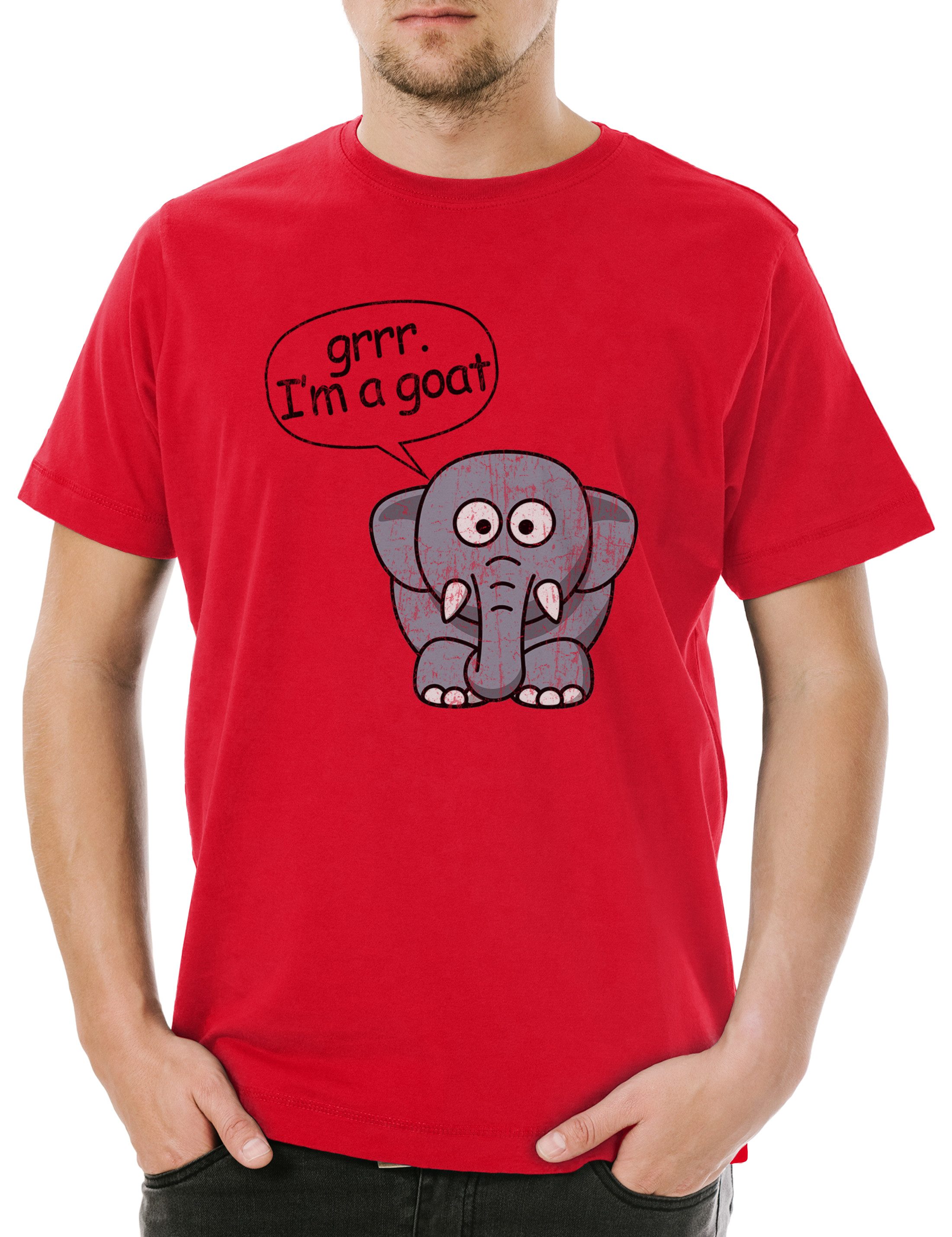 Print-Shirt Elephant I'm A Goat Herren T-Shirt Braaalooo Modern Ziege Comic