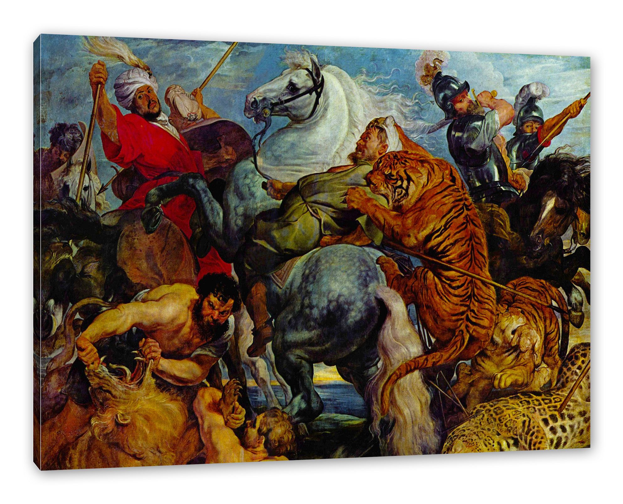 Pixxprint Leinwandbild Peter Paul Rubens - Tiger- und Löwenjagd, Peter Paul Rubens - Tiger- und Löwenjagd (1 St), Leinwandbild fertig bespannt, inkl. Zackenaufhänger