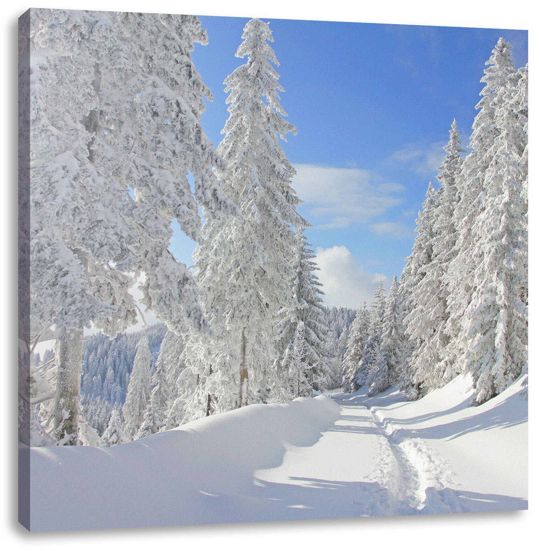 Pixxprint Leinwandbild Winterlandschaft Bäume, Winterlandschaft Bäume (1 St), Leinwandbild fertig bespannt, inkl. Zackenaufhänger