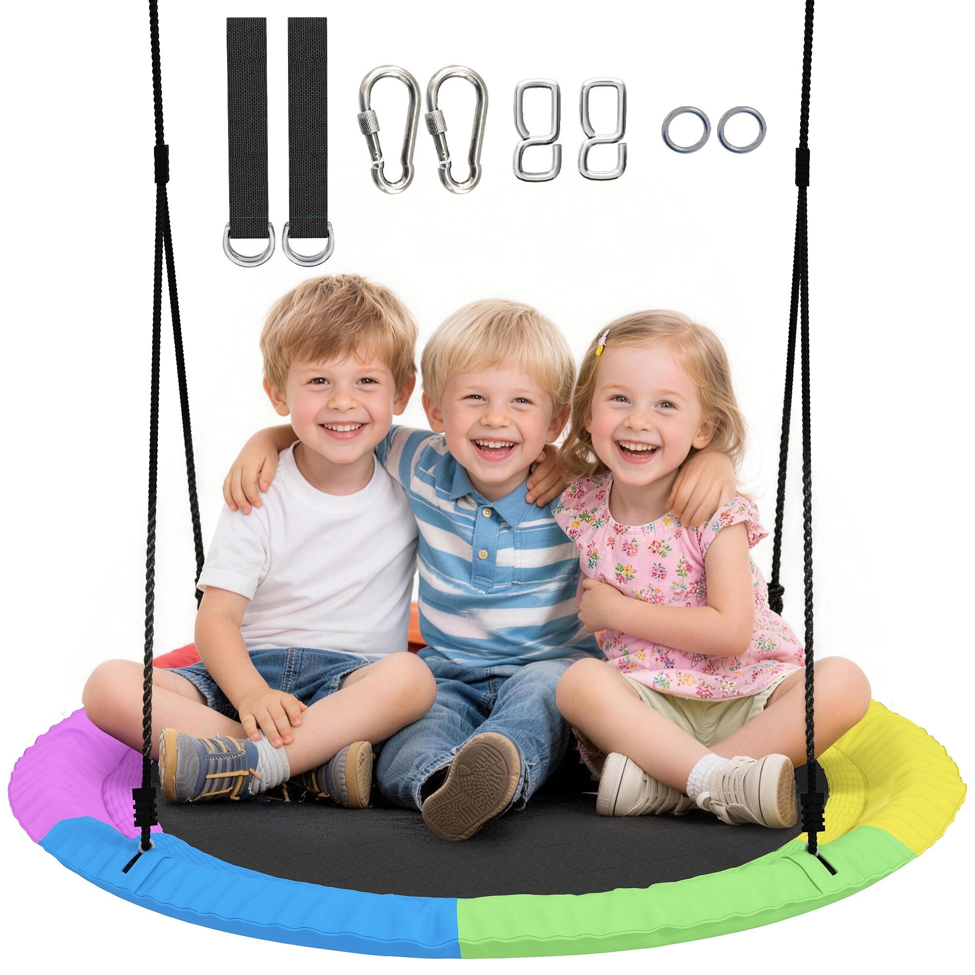 MC Star Gartenlounge-Set Nestschaukel Höhenverstellbar Hängeschaukel bis zu 300kg, (mit verstellbaren Seilen 100 x 100 x 180 cm Bunt)