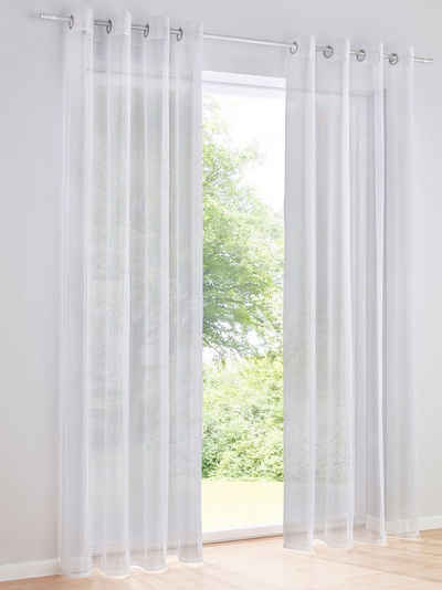 Gardine 52287, heine home, Ösen (2 St), transparent, Polyester, Dekostore Transparent kleine Noppen Ösenaufhängung