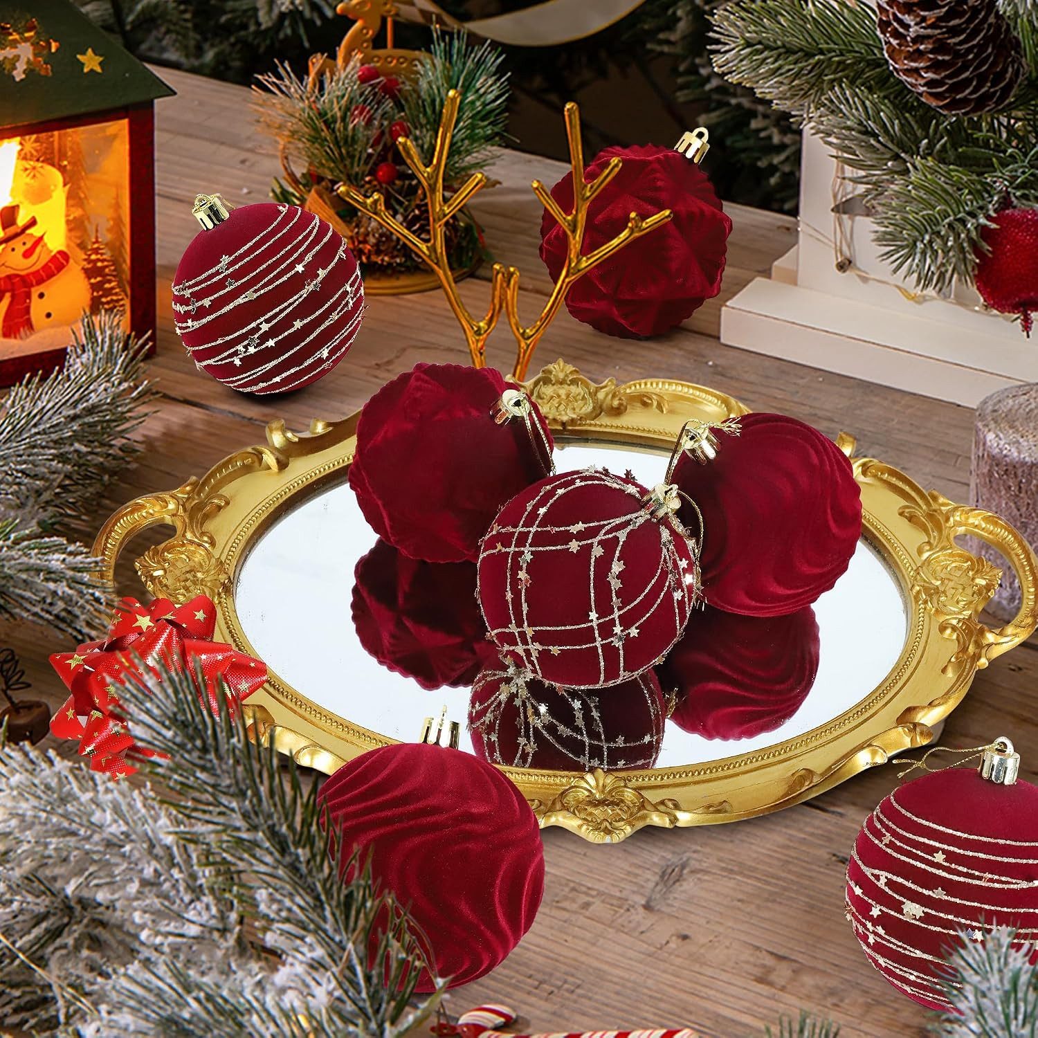 Sorvyzxn Weihnachtsbaumkugel Weihnachtsdeko Weihnachtskugeln 12-teiliges Set,Weihnachtsbaumschmuck, für Neujahrsparty Hochzeit Feiertag Weihnachtsdekoration – Bild 5 von 5